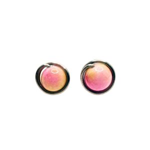 Titanium earrings with pink jade