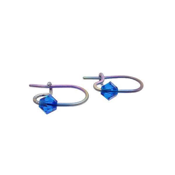 Blue anodized titanium earrings for children