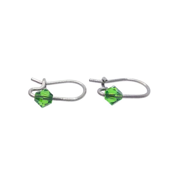 Titanium earrings for children, Green (2)