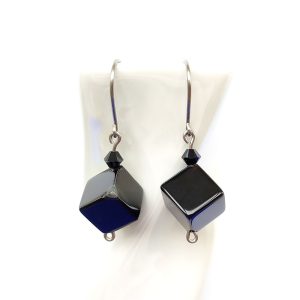 Titanium earrings with black agates