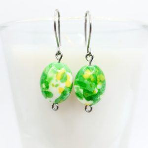 Titanium earrings with flower jade