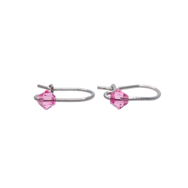 Titanium pink earrings for children