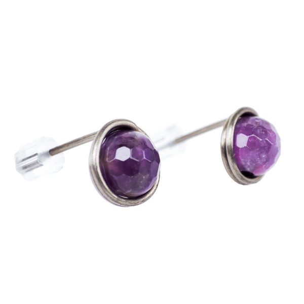 Titanium Earrings with faceted amethyst