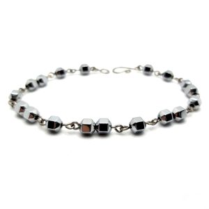 Titanium bracelet with silver hematite