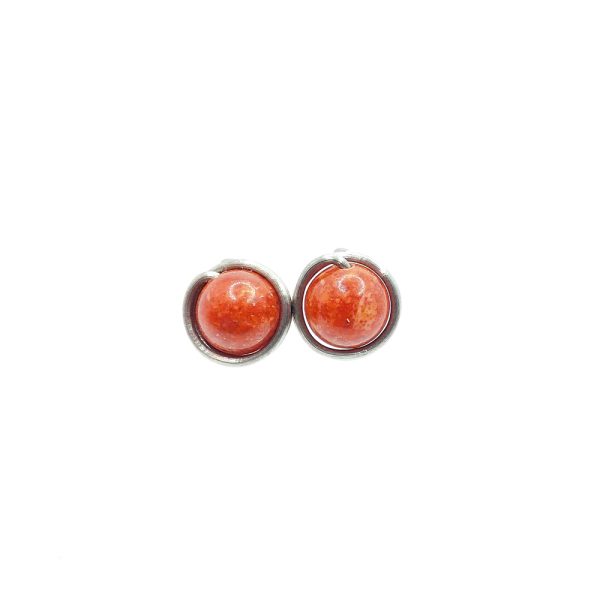 Titanium earrings with brick-red coral