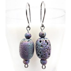 Titanium earrings with electroplated lava