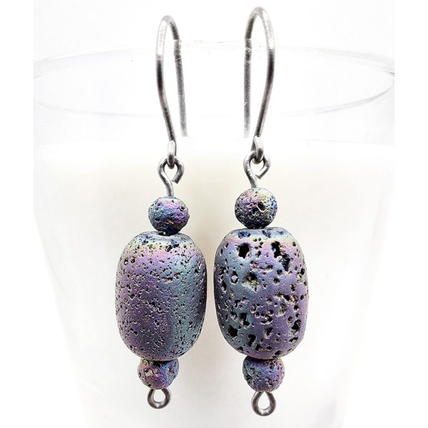 Titanium earrings with electroplated lava