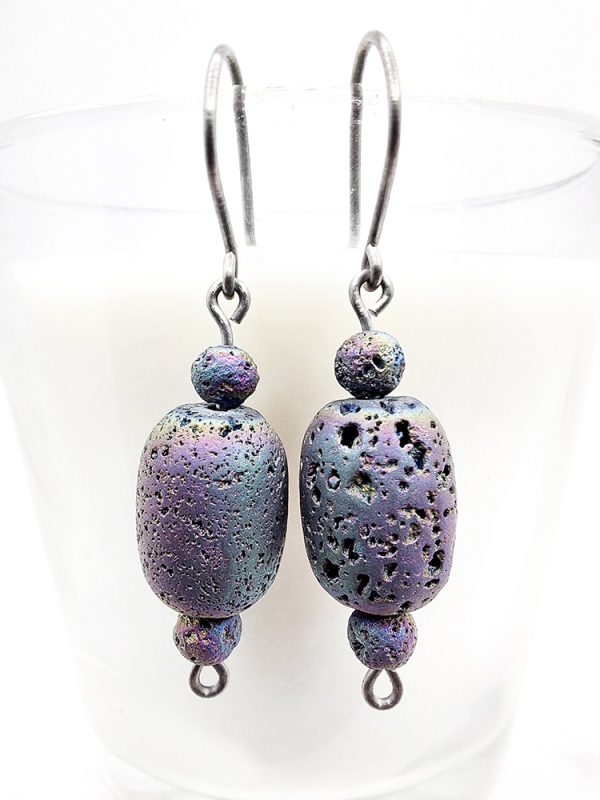 Titanium earrings with electroplated lava