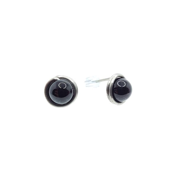 Titanium earrings with onyx