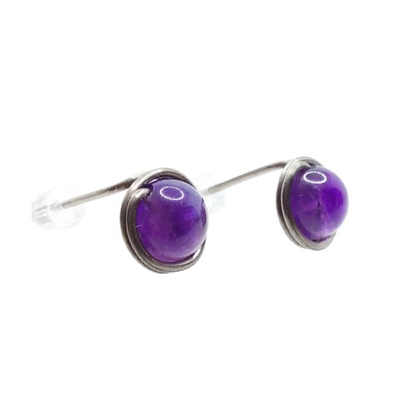 Amethyst pure titanium earrings