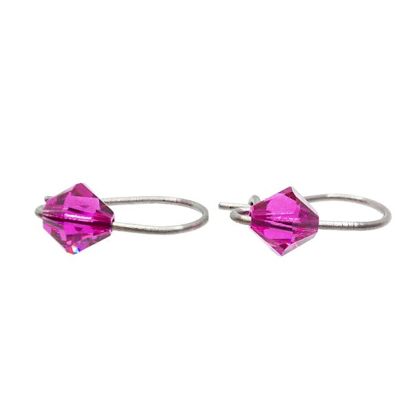 Fuchsia pure titanium earrings for children