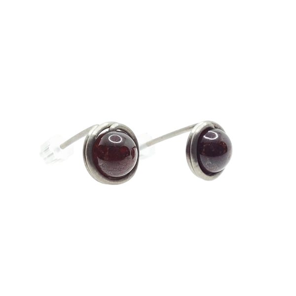 Garnet pure titanium earrings