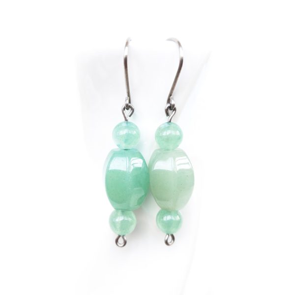 Green aventurine pure titanium earrings