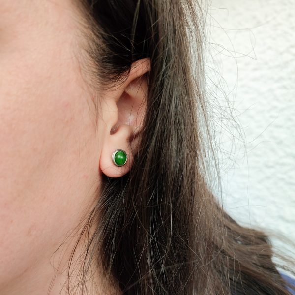 Green jade pure titanium earrings