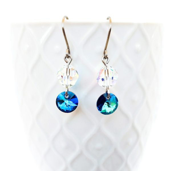 Pure titanium earrings with Swarovski Bermuda