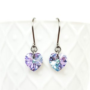 Pure titanium earrings with Swarovski hearts