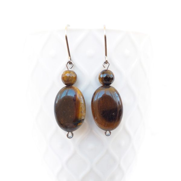 Tiger eye pure titanium earrings